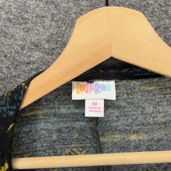 New LulaRoe Top Women M Medium Black Striped Open Front Lindsay 3/4 Sleeve - Picture 3 of 8